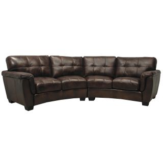 Tribeca Chocolate Brown Italian Leather Curved Sectional Sofa