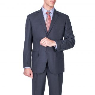 Mens Modern Fit Grey Wool 2 button Wool Suit