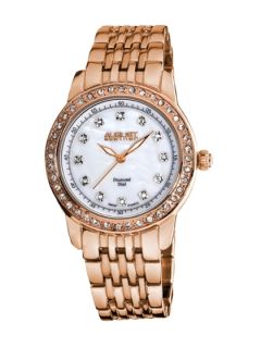 Womens Rose Gold, Crystal, & Diamond Watch by August Steiner
