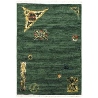 Alicante Dark Green Abstract Stamped Area Rug (53 X 75)