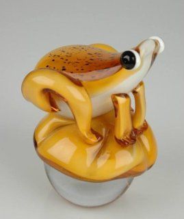Amber Art Glass Frog X782   Unique Decorative Items