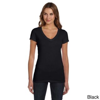 Bella Bella Womens Tissue Jersey Deep V neck T shirt Black Size L (12  14)
