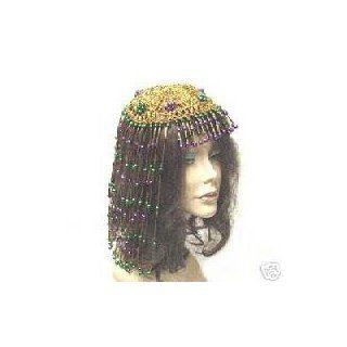 Gold Metallic Beaded Mardi Gras Cleopatra Costume Wig Clothing