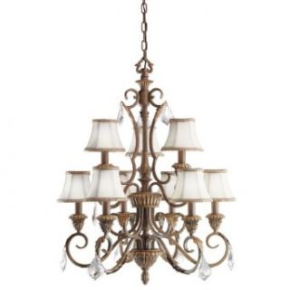 Kichler Lighting 2441RVN Ravenna 9 Light Chandelier, Ravenna with Clear Crystal Trim and Eggshell Fabric Shades with Decorative Trim    