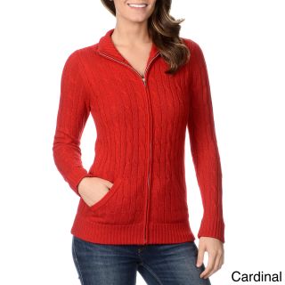 Ply Cashmere Ply Cashmere Womens Cable Knit Zip Front Cashmere Sweater Red Size M (8  10)