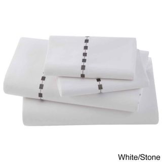 N/a Ombre Box Embroidered Egyptian Cotton Collection 300 Thread Count Sheet Sets Or Pillowcases Separates White Size King
