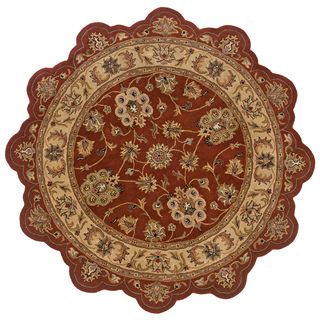 Hand tufted Border Star Rust/ Gold Wool Rug (5 Round)
