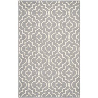 Safavieh Handmade Moroccan Cambridge Silver/ Ivory Wool Rug With .5 inch Pile (5 X 8)
