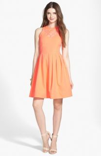 Everly Mesh Yoke Fit & Flare Dress (Juniors) (Online Only)