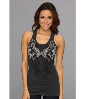 Rock and Roll Cowgirl Embellished Knit Tank Top Womens Sleeveless (Black)