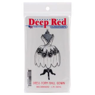 Deep Red Cling Stamp 1.6 X3.2   Dress Form Ball Gown