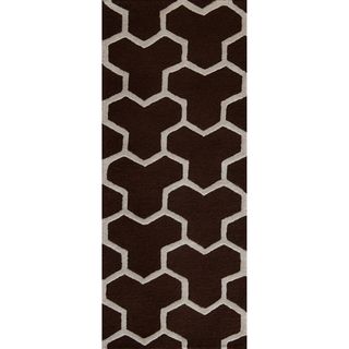 Safavieh Handmade Moroccan Cambridge Dark Brown/ Ivory Geometric Wool Rug (26 X 6)