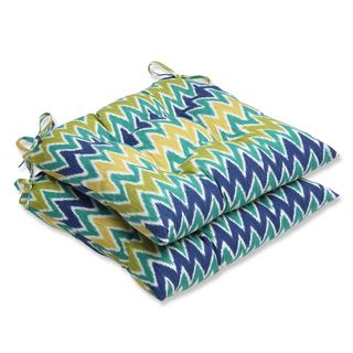 Pillow Perfect Zulu Blue/ Green Wrought Iron Seat Outdoor Cushions (set Of 2)