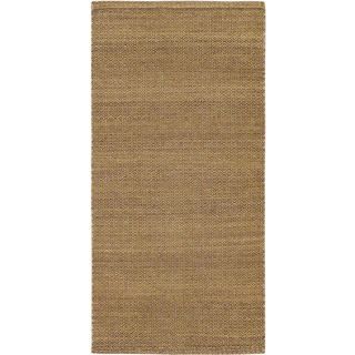 Hand woven Natural Brown Wool Rug (24 X 47)