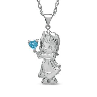 Precious Moments® Heart Shaped Blue Topaz and Diamond Accent Girl