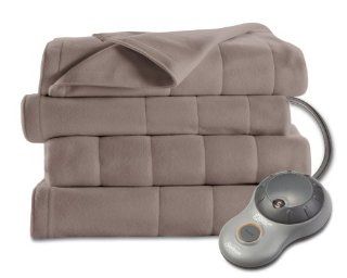 Sunbeam BSF9GQS R772 13A00 Quilted Fleece Heated Blanket, Queen, Mushroom   Electric Blankets