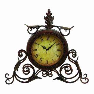 Beautiful Tuscan Inspired Metal Table Top/Mantel Clock 13"W X 12"H   Shelf Clocks