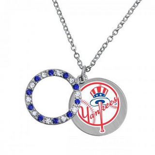 Game Time MLB Team Logo and Crystal Accented 15 3/4" Disc Necklace   Atlanta Br