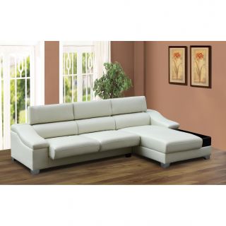 Miller 2 piece Ivory Modern Bonded Leather Sectional Sofa Set
