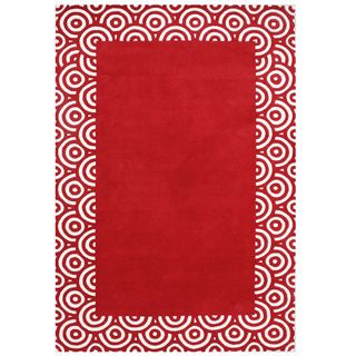 Handmade Geometric Red Blended Wool Rug (5 X 8)