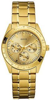 Guess Gold Tone Stainless Steel GMT Tachymeter Ladies Watch U12004L2 Guess Watches