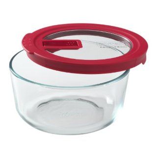 Pyrex No Leak Clear 4 Cup Round Food Storage with Red Cover Food Savers Kitchen & Dining