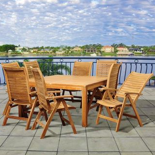 ia Teak Sonya 9 piece Teak Folding Chair Outdoor Dining Set Natural Size 9 Piece Sets