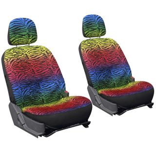 Oxgord Zebra Tiger Rainbow 6 piece Low Back Bucket Seat Covers