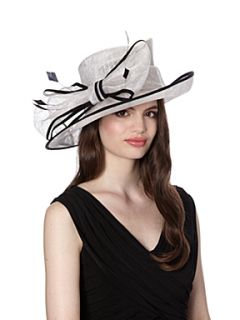 Linea Big bow hat with feathers & grosgrain trim