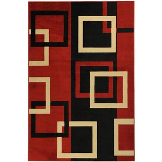 Paterson Boxes Dark Red Area Rug (82 X 910)