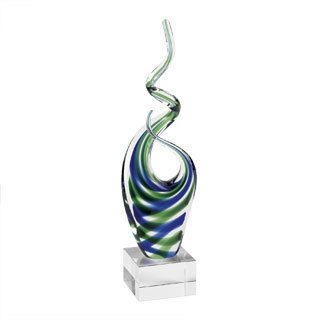 14 inch Ocean Blue   Green Murano Style Art Glass Centerpiece