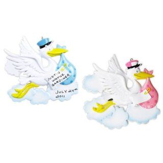 Shop 2012Dis Blue Stork Baby Personalized Christmas Ornament at the  Home Dcor Store