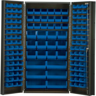 Quantum Storage Cabinet With 132 Bins — 36in. x 24in. x 72in. Size, Blue  Storage Bin Cabinets