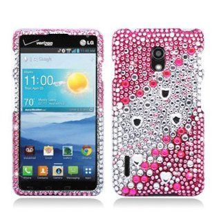 Rhinestone Hard Case Snap On Diamond Cover For LG Optimus F7 US780   Layer Pink Waterfall Cell Phones & Accessories