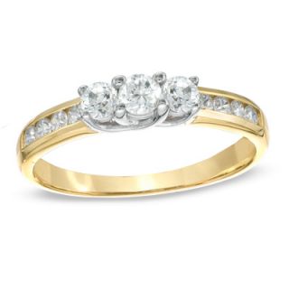 CT. T.W. Diamond Three Stone Engagement Ring in 10K Gold   Zales