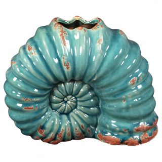 Turquoise Shell Shaped Ceramic Vase