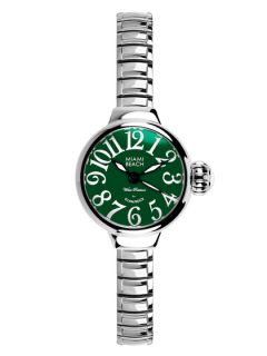 Womens Stainless Steel & Green Dial Round Watch by GlamRock