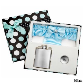 3 ounce Blue Garter Belt Flask For Weddings With Gift Box