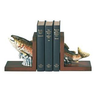 Rainbow Trout Fish Bookends Pair on Wood Bases   Aspen Country Store  