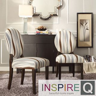 Inspire Q Paulina Vertical Wavy Stripe Round Back Dining Chair (set Of 2)