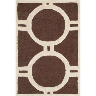 Safavieh Handmade Geometric Moroccan Cambridge Dark Brown/ Ivory Wool Rug (3 X 5)
