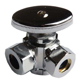 Three Way Angle Stop Chrome Plated Brass 1/2"FIP x 3/8"S.J. x 3/8"OD.   Faucet And Valve Washers  