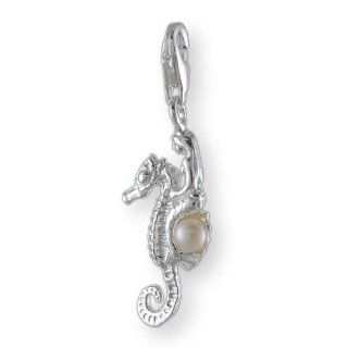 MELINA Charms clip on pendant mermaid seahorse sterling silver 925 pearl Clasp Style Charms Jewelry