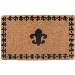 Handmade Fleur De Lis With Border Natural Coir Doormat (16 X 26)