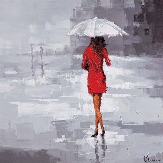 Ren Wil OL805 Red Rain Hand Painted Oil Painting by Olivia Salazar   Paintings For Wall
