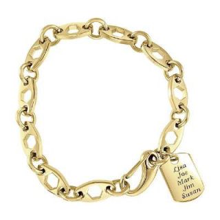 Ladies Personalized Family Name Bracelet in Gold Ion Plated Stainless