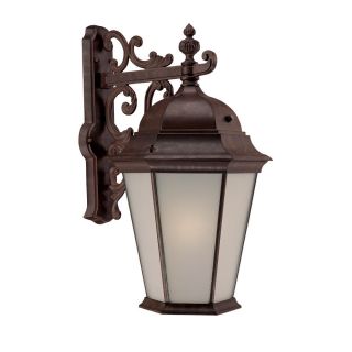 Richmond Energy Star Collection Wall mount 1 light Outdoor Burled Walnut Light Fixture With Frosted Shade