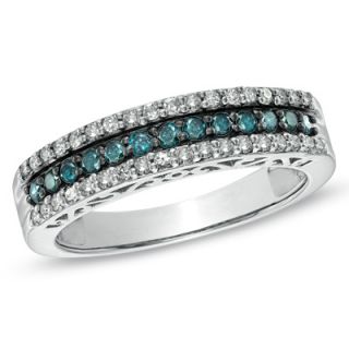 CT. T.W. Enhanced Blue and White Diamond Band in Sterling Silver
