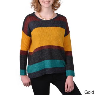 Journee Collection Journee Collection Juniors Round neckline Striped Knit Sweater Gold Size S (1  3)