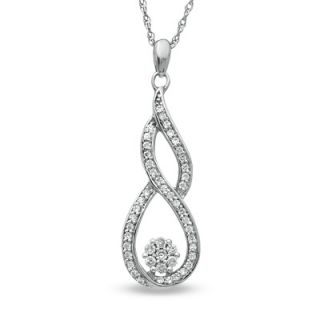 CT. T.W. Diamond Swirl Loop Flower Pendant in Sterling Silver